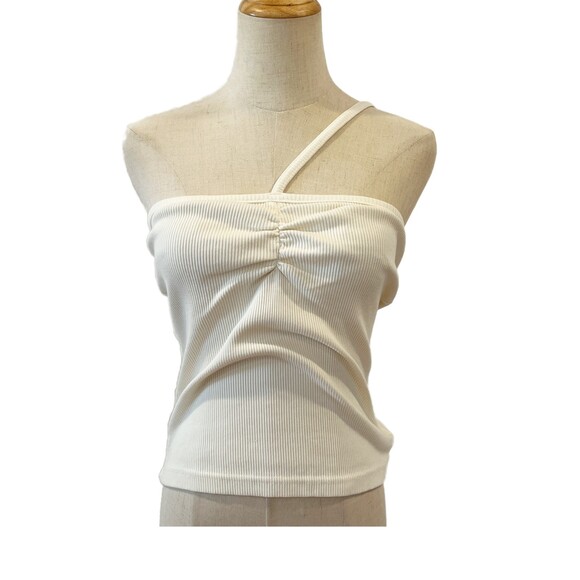 AGOLDE Cream Ribbed Top One Strap Small NEW One Shoulder Summer - Picture 1 of 10